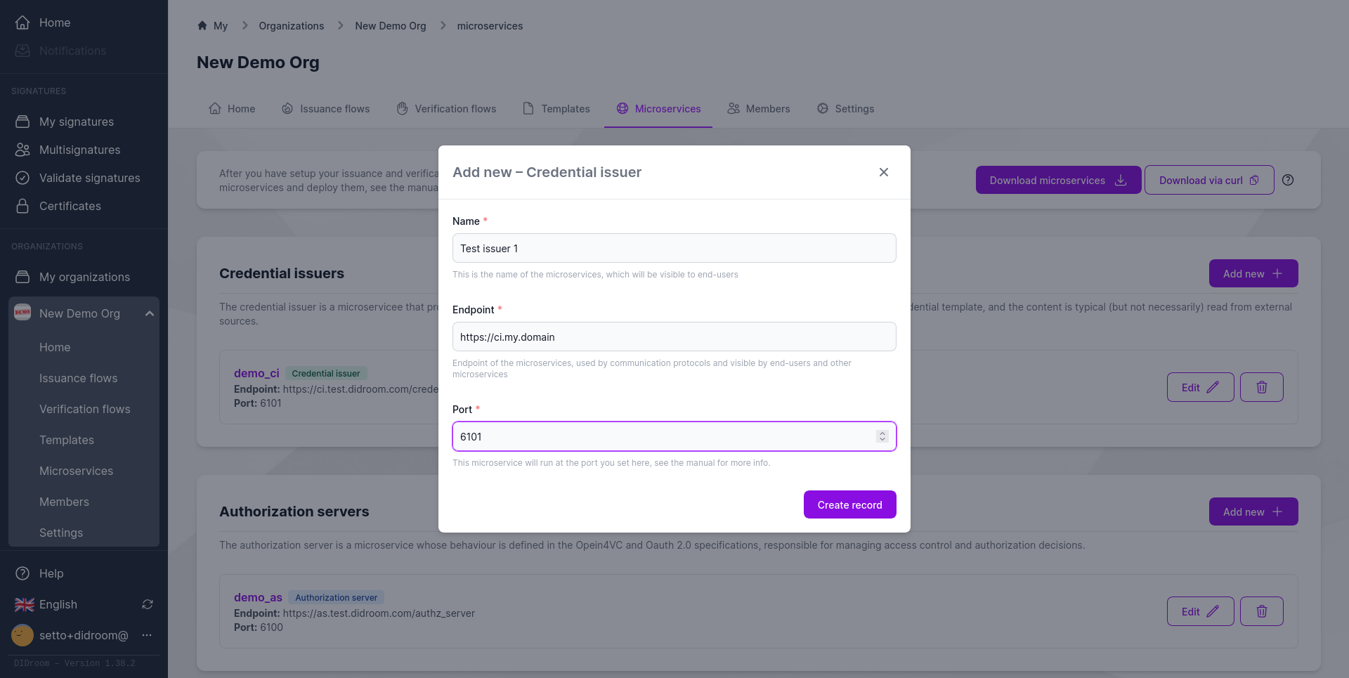 Microservices Dashboard